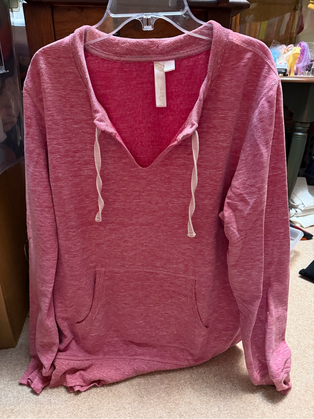 Green Tea pink space dye pullover hoodie size large